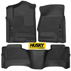 HUSKY X-Act Contour Floor Mats for Chevy Silverado GMC Sierra Crew Cab 3 pc Set - Picture 1 of 10