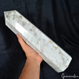 Pietra di Luna Naturale Lunga 15" Obelisco Cristallo Colonna Bacchetta Punta Pietra Guarigione 5,4Kg - Foto 1 di 8