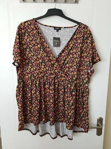 Simply Be Ditsy Floral Jersey Top, Size 28, Bust 56",New - Picture 1 of 3