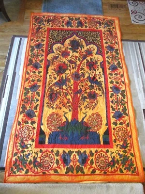 New USA Hand Made Lap/Twin Quilt - Tree of Life- Whole Cloth 49" x 82" - Image 1 of 4