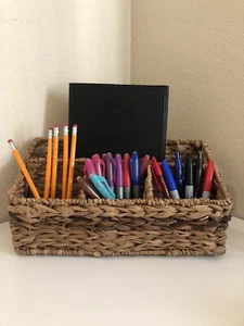 Large Pencil Holder Desk Organizer Rattan Philippines Desktop Essentials12.5x7in - Picture 1 of 4