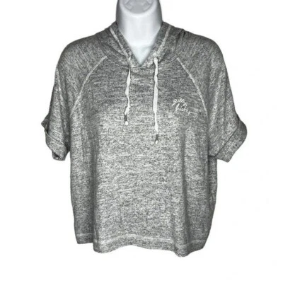 NUEVO CON ETIQUETAS GILLY Hicks Sydney Talla M Sudadera con Capucha Recortada Pullover Bordado Logo Gris Jaspeado Foto 1 de 4