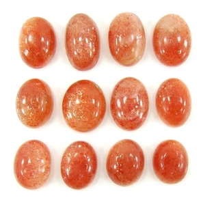 64.60 Ct Natural Sunstone Loose Gemstone 11-15 mm Cab Stone 12 Pcs Lot - 2074 - Picture 1 of 2