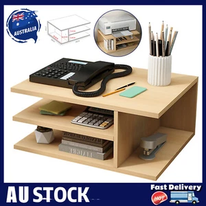 2-Tier Printer Stand on Wheels with 3 Compartments Desktop Printer Table Office - Picture 1 of 9