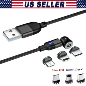 180°+360° Rotate Magnetic Charger Cable Phone Fast Charging Type C Micro USB IOS - Picture 1 of 17