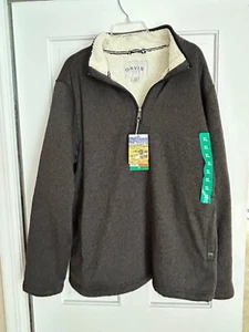 New Orvis Classic Collection pullover Sherpa lined Jacket Size XL Heather Black - Picture 1 of 6