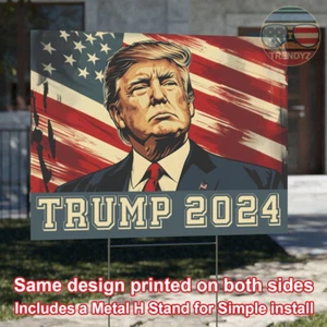 Trump 2024 For President USA American Flag Yard Sign - Picture 1 of 4