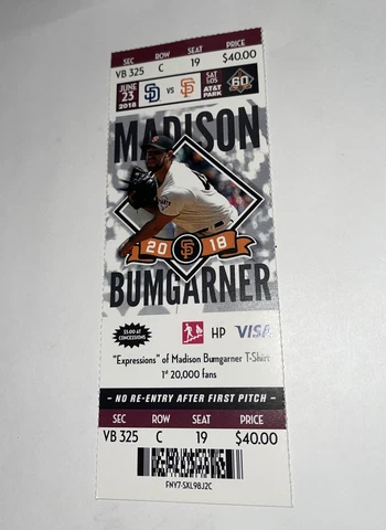 San Francisco Giants Vs San Diego Padres Game day ticket Stub. 2018 Cover