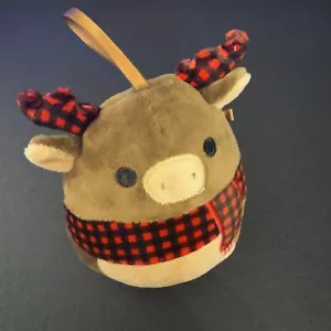 EUC Squishmallows 4.5" ALFRED Moose Red Plaid 2023 Christmas Soft Plush Ornament - Picture 1 of 6