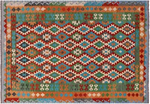 Tappeto 6' 9"" X 9' 10"" kilim reversibile lana su lana - Q17455 - Foto 1 di 10