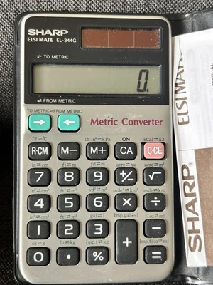 Sharp Elsi Mate EL-344G Metric Converter Calculator 1980s Vintage Solar Power(c1 - Image 1 of 4