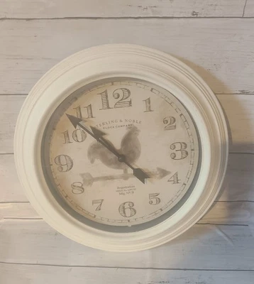 Reloj de pared de cuarzo Sterling & Noble gallo veleta 12x12 blanco envejecido  Foto 1 de 4