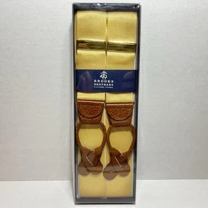 Brooks Brothers Oro Mantequilla Amarillo Cuero Pestañas Ajustables Tirantes Nuevo - Imagen 1 de 5