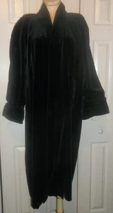Vtg Long Black Cotton Velvet JS Collections Petite Dressy Evening Open Coat Sz L - Picture 1 of 9