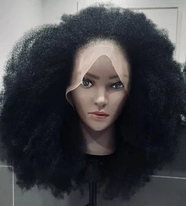 Ladies Black Afro Curly Lace Front Wig - Picture 1 of 4