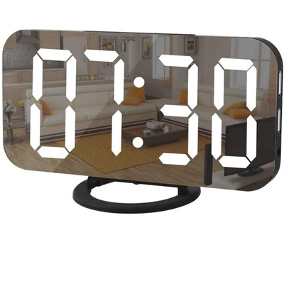 Digital Clock Large Display, LED Alarm Electric Clocks Mirror Surface for Mak... - Image 1 of 4