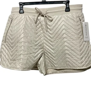 Athleta Apres gesteppte DAUNEN Skishorts Reißverschlusstaschen Größe 14 cremefarben - Bild 1 von 4