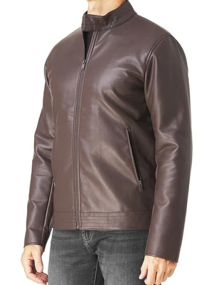 Slate & Stone Faux Leather Racer Jacket Dark Brown Medium - Image 1 of 4