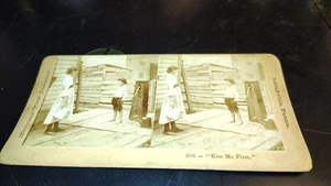 Kiss Me First Keystone Stereoview Card #506 Coming If Age Good Condition! - Picture 1 of 4