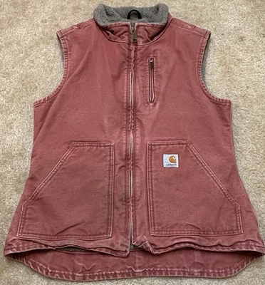 Carhartt Women’s Canvas Sherpa Lined Vest WV001 VRS Rose-XS RARE - Image 1 of 4