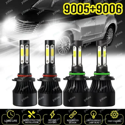 For Chrysler PT Cruiser 2006- 2010 Combo 9005+ 9006 LED Headlights Bulb 6000K 4x - Image 1 of 4