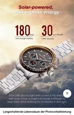 Northedge Longwings Solar Quartz Chronograph. Neu, Orignalverpackt mit Werkzeug - Bild 1 von 4
