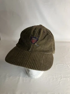 Polo Golf Hat Plaid strap back embroidered crest & clubs dad hat USA Vtg Rare - Picture 1 of 3
