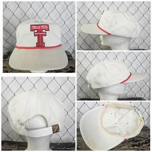 Vintage 80s Texas Tech Red Raiders White / Red Rope Strapback Hat Cap College - Bild 1 von 10
