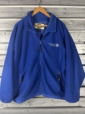 Continental Airlines Jacket Mens L Blue Zip Up Fleece Employee Work Shirt worn - Image 1 of 4