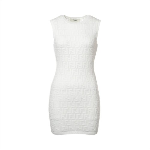 Abito smanicato Fendi ZUCCa 22 anni poliestere × rayon 36 donna bianco FZDA16