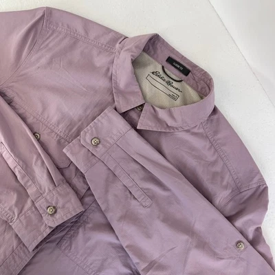 Camisa de nailon manga larga Eddie Bauer para mujer talla mediana lila senderismo viaje al aire libre Foto 1 de 4