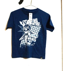 VANS TSHIRT DARK BLUE CHILD M SKULLS NWT - Picture 1 of 1