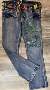 VINTAGE DAMEN JEANS NIEDERLANDE GRAFFITI ACID WASH BLAU (EURO 42) W34 L32 - Bild 1 von 18