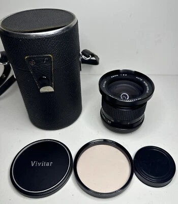 VIVITAR AUTO WIDE-ANGLE 28MM F/2.5 CAMERA LENS & CASE SCREW MOUNT TESTED - Image 1 of 4