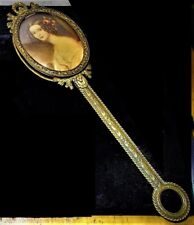 1900 11" Long Handle Domed Glass Victorian Lady Picture Cameo Hide Treasure Hang