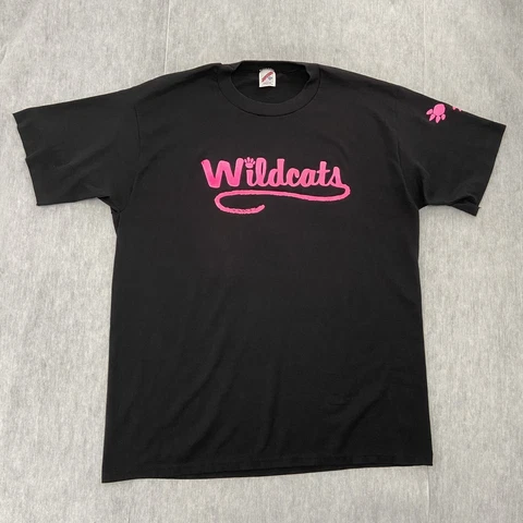 VINTAGE Wildcats Shirt Adult 2XL Black Pink Paws Jerzees Tee Single Stitched Men Cover
