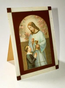 (54006) Antikes Kommunionandenken zum Aufstellen oder Aufhängen #2, 13*18 cm - Bild 1 von 2