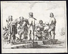 Rare Antique Master Print-SHIP-ROWBOAT-UNLOADING-SAILOR-Schaep-De Wael-ca. 1649