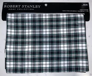 Robert Stanley Plaid Table Runner 14”x72” Farmhouse Fall Christmas Green Black - Picture 1 of 13