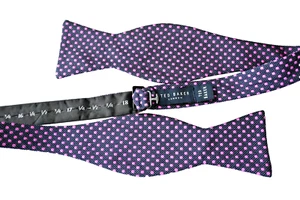 TED BAKER MEN'S BOW TIE BLACK, PURPLE/GEOMETRIC WIDTH: 2.50" LENGTH: 13.3/4-18" - Picture 1 of 2