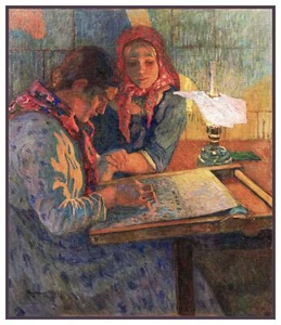 Patrón de punto de cruz contado de costura por lámpara de Nikolay Bogdanov-Belsky - Imagen 1 de 9