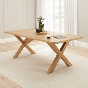 Marbury Oak 2.2m Cross Leg Dining Table - 8-10 Seater -SLIGHT SECONDS-OAK61-F194 - Picture 1 of 12