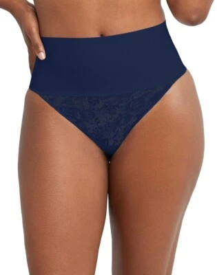 Tanga de encaje para mujer Maidenform X7448 Tame Your Tummy, azul marino, L Foto 1 de 4