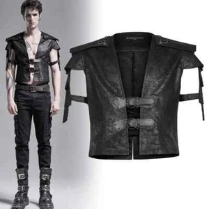 Punk Rave Mens Carthage Gladiator Vest waistcoat jacket Black size XL - Picture 1 of 3