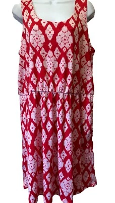 Sonoma Women XL Red & White Sleeveless Soft Knit Stretch Waist Casual Dress - Image 1 of 4