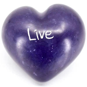 Pisapapeles corazón "vivo" púrpura de 2 caras piedra jabonera tallada a mano Vaneal Group - Imagen 1 de 5