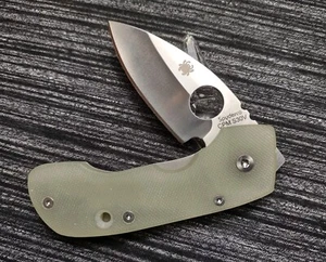 🔥Rare Spyderco Leafstorm Wilkins Titanium Frame Knife Natural Jade C128GP 📬 - Picture 1 of 19