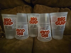 Set Of 5 Unused Large Big Gulp Clear Plastic Cups From 7-ELEVEN 7-11 2019 NOS - Picture 1 of 2