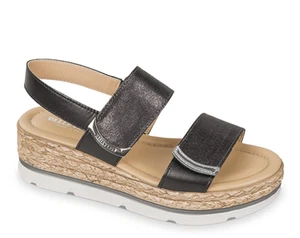 Sandali a strappo Valleverde 32391 nero zeppa 5cm Made in Italy - Imagen 1 de 1
