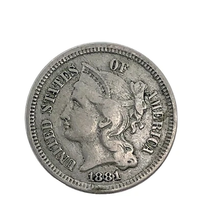 1881 Nickel Three Cent Piece XF-AU 3c U.S Coin - Image 1 of 4